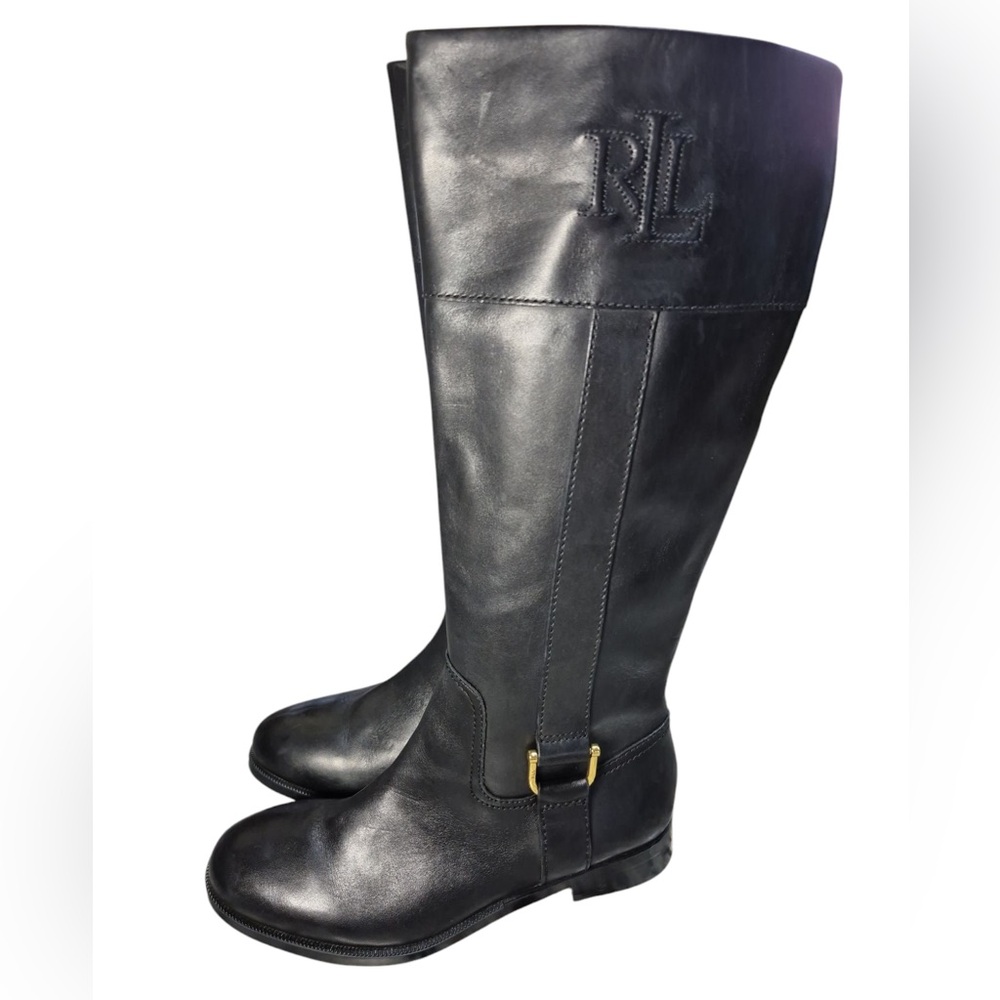 Ralph Lauren Tall Black Leather Boots